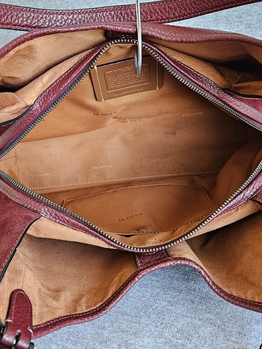 Coach Lori Shoulder Bag C5265 Pebbled Leather And Suede Satchel Hobo Gunmetal - Picture 12 of 16